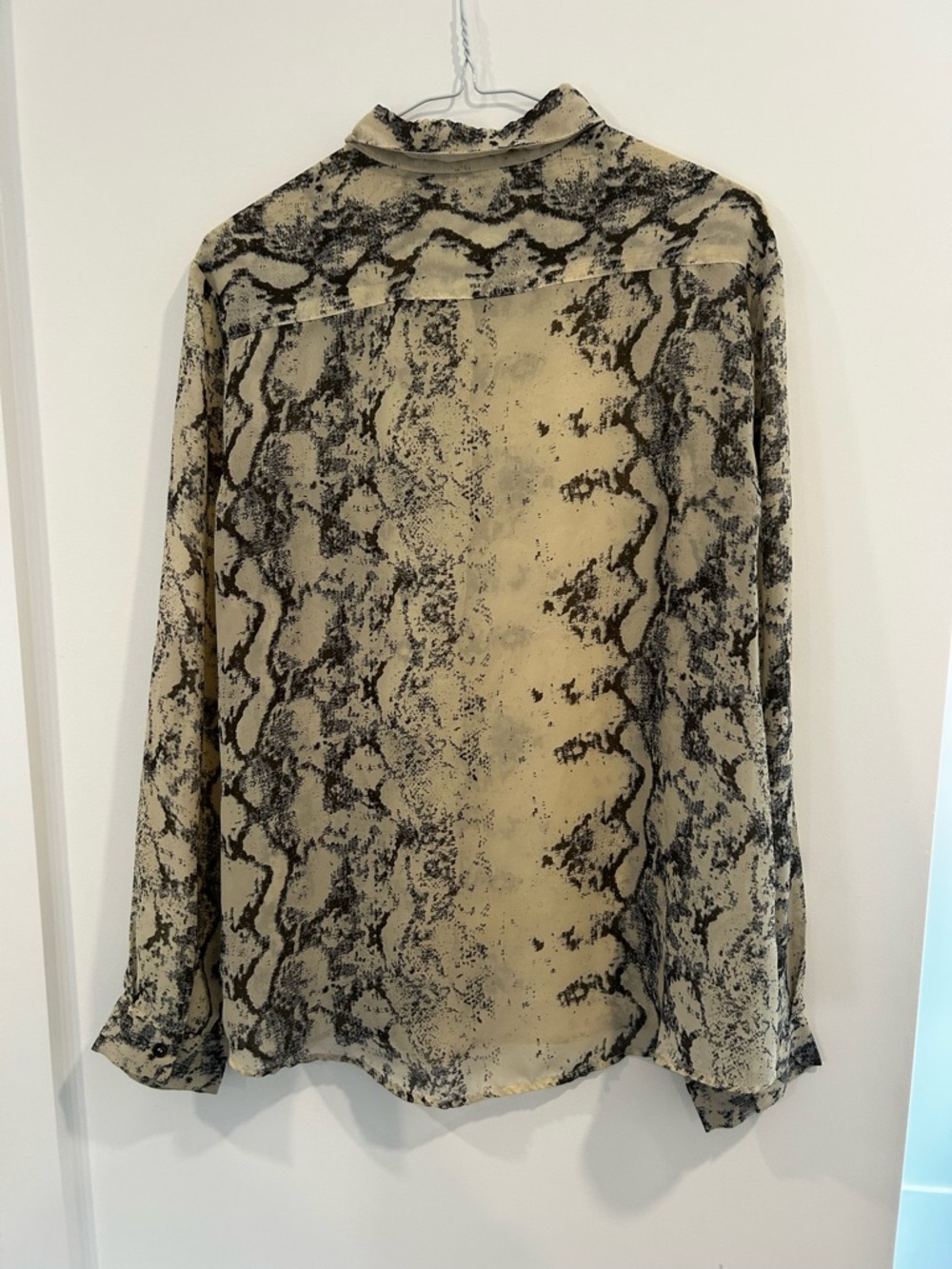 DKR & Co. Studio Sheer Snakeskin Pattern Button Down Shirt Long Sleeve Blouse
